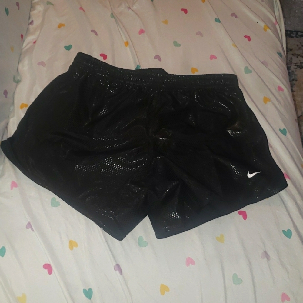 Girls nike dri-fit black shiny shorts Kid Soccer Or Cheer Short